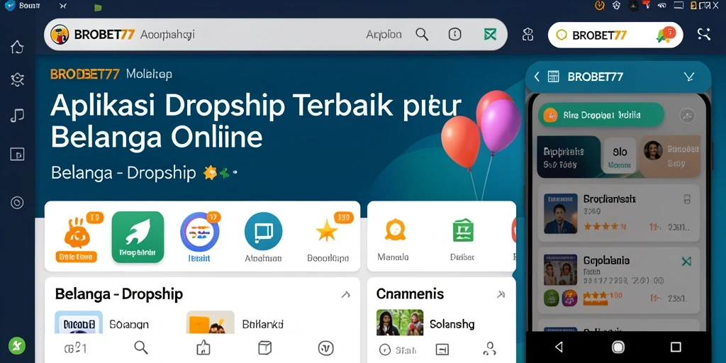 Antarmuka pengguna aplikasi BROBET77 untuk dropship yang mudah digunakan.