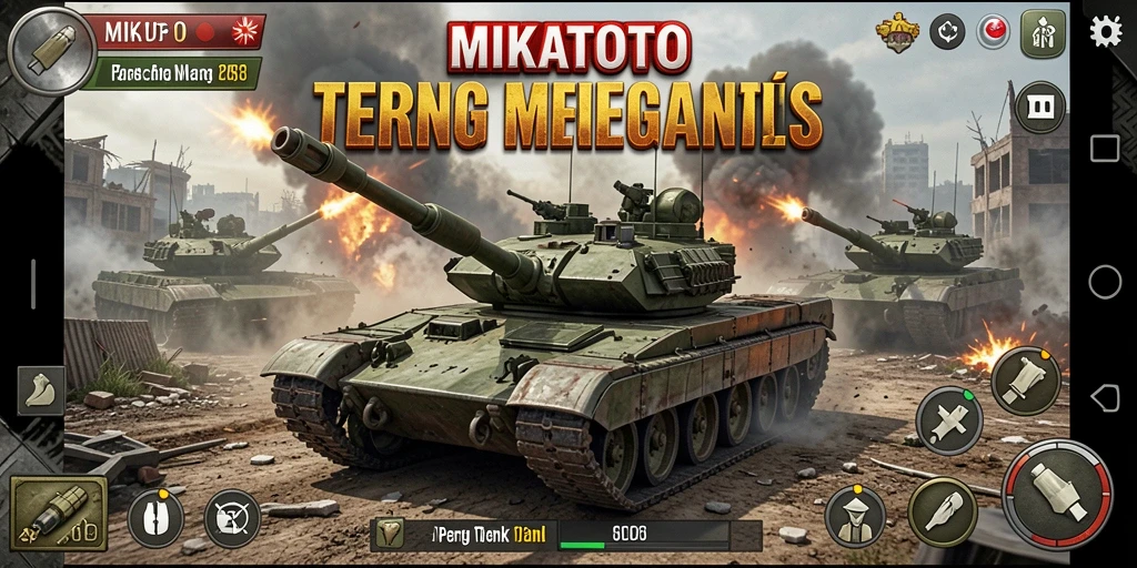 Antarmuka MIKATOTO yang dinamis dan menarik saat bermain Perang Tank.